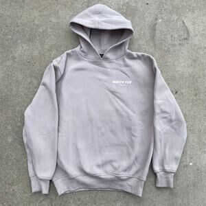 White Fox Boutique Vol 3 Hoodie Womens XXS XS Beige Oversized Puff Print